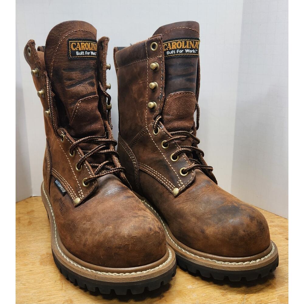 Carolina Elm Women's 8" Leather WP Comp Safety Toe Logger Boot Brown Size 6 W